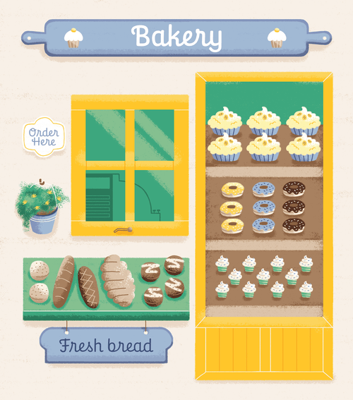 The Bakery Play Scene illustration